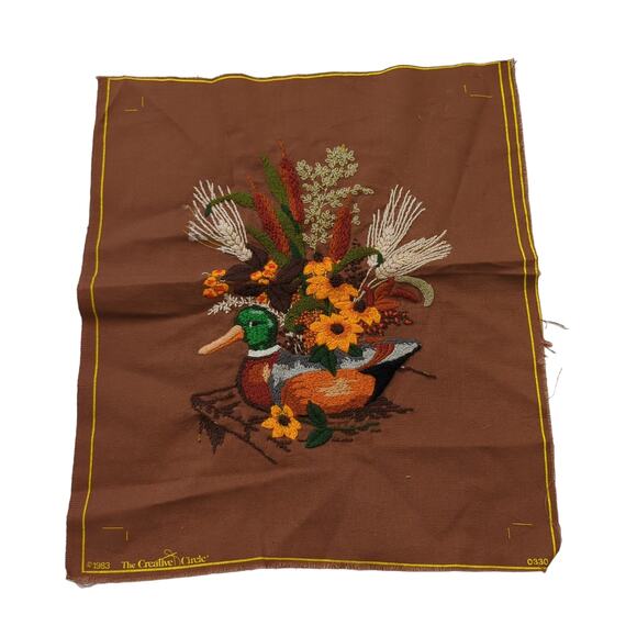 Vintage 80s Woodland Needlework Duck Mallard Embroidery Crewel Creative Circle - Picture 5 of 7